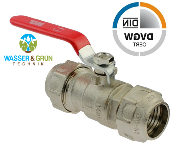 Messing Kugelhahn Stahlhebel für PE-Rohr 2fach Klemme